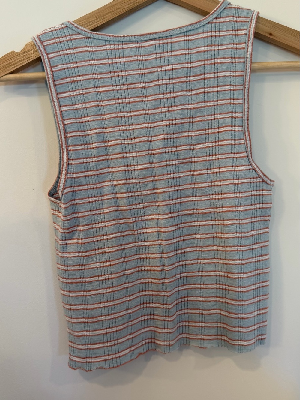 American Eagle Outfitters Light Blue & Rust Plaid Ribbed Henley Tank Top - Picture 4 of 4